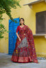 Adorable Red Tassar Silk Kalamkari Print Lehenga Choli with Designer Dupatta