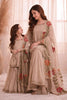 Elegant Beige Embroidered GMY Silk Mother Daughter Matching Palazzo Suit Set with Dupatta