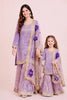 Superb Lavender Embroidered GMY Silk Mother Daughter Matching Palazzo Suit Set with Dupatta