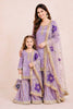 Superb Lavender Embroidered GMY Silk Mother Daughter Matching Palazzo Suit Set with Dupatta