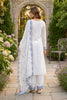 Elegant White Faux Georgette Embroidered Salwar Suit with Blue Thread Work Dupatta