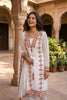 Stylish White Faux Georgette Embroidered Salwar Suit with Designer Dupatta and Pant for Women