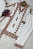 Stylish White Faux Georgette Embroidered Salwar Suit with Designer Dupatta and Pant for Women