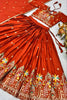 Royal Rust Orange Satin Silk Embroidered Lehenga Choli Designer Dupatta