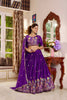 Beatiful Purple Satin Silk Embroidered Lehenga Choli with Designer Dupatta