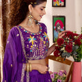Beatiful Purple Satin Silk Embroidered Lehenga Choli with Designer Dupatta
