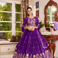 Beatiful Purple Satin Silk Embroidered Lehenga Choli with Designer Dupatta