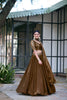 Elegant Brown Fandy Silk Lehenga Choli Sequins Embroidered Dupatta