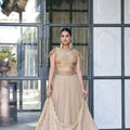 Wonderful Cream Fandy Silk Lehenga Choli Heavy Embroidered Dupatta