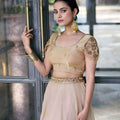 Wonderful Cream Fandy Silk Lehenga Choli Heavy Embroidered Dupatta