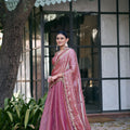 Beautiful Dusty Pink Fandy Silk Lehenga Choli with Designer Embroidered Dupatta