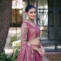 Beautiful Dusty Pink Fandy Silk Lehenga Choli with Designer Embroidered Dupatta