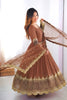 Elegant Coffee Brown Faux Georgette Embroidered Anarkali Suit with Heavy Net Dupatta for Women