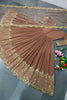 Elegant Coffee Brown Faux Georgette Embroidered Anarkali Suit with Heavy Net Dupatta for Women