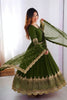 Stunning Olive Green Faux Georgette Embroidered Anarkali Suit with Heavy Net Dupatta for Women