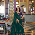Luxury Teal Green Rangoli Silk Embroidered Lehenga Choli Designer Dupatta for Wedding