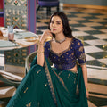 Luxury Teal Green Rangoli Silk Embroidered Lehenga Choli Designer Dupatta for Wedding