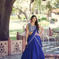 Royal Blue Rangoli Silk Embroidered Lehenga Choli with Designer Dupatta for Wedding