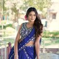 Royal Blue Rangoli Silk Embroidered Lehenga Choli with Designer Dupatta for Wedding