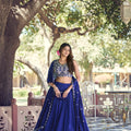Royal Blue Rangoli Silk Embroidered Lehenga Choli Designer Dupatta for Wedding