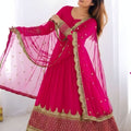 Elegant Rani Pink Embroidered Anarkali Suit Designer Net Dupatta for Women