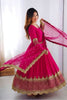 Elegant Rani Pink Embroidered Anarkali Suit Designer Net Dupatta for Women