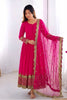 Elegant Rani Pink Embroidered Anarkali Suit Designer Net Dupatta for Women