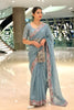 Pastel Blue Organza Saree Embroidered Border Sequins Work