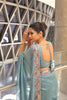 Pastel Blue Organza Saree Embroidered Border Sequins Work
