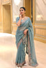 Pastel Blue Organza Saree Embroidered Border Sequins Work
