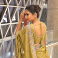 Mustard Yellow Embroidered Designer Saree Handwork Border