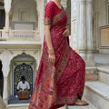 Elegant Rani Pink Georgette Saree Designer Waving Border for Wedding