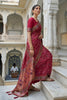 Elegant Rani Pink Georgette Saree Designer Waving Border for Wedding