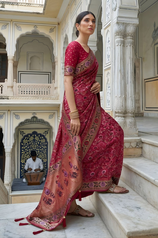 Elegant Rani Pink Georgette Saree Designer Waving Border for Wedding