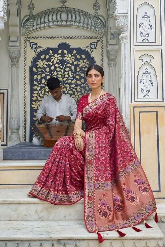 Elegant Rani Pink Georgette Saree Designer Waving Border for Wedding