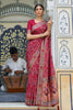 Elegant Rani Pink Floral Printed Silk Saree Designer Woven Border for Festive