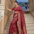 Royal Red Georgette Saree with Designer Weaving Border for Wedding