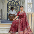 Royal Red Georgette Saree with Designer Weaving Border for Wedding