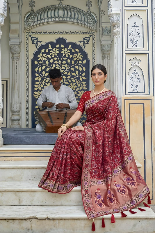 Royal Red Georgette Saree with Designer Weaving Border for Wedding