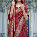 Royal Red Georgette Saree with Designer Weaving Border for Wedding