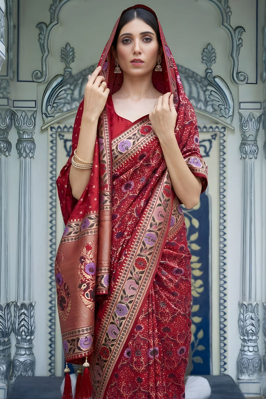 Royal Red Georgette Saree with Designer Weaving Border for Wedding