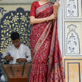 Royal Red Georgette Saree Designer Weaving Border for Wedding