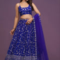 Royal Blue Georgette Embroidered Lehenga Choli with Soft Net Designer Dupatta for Wedding Wear