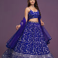 Royal Blue Georgette Embroidered Lehenga Choli with Soft Net Designer Dupatta for Wedding Wear