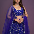 Royal Blue Georgette Embroidered Lehenga Choli with Soft Net Designer Dupatta for Wedding Wear