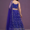 Royal Blue Georgette Embroidered Lehenga Choli with Soft Net Designer Dupatta for Wedding Wear