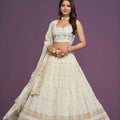 Stunning White Georgette Embroidered Lehenga Choli with Designer Dupatta for Wedding Wear