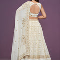 Stunning White Georgette Embroidered Lehenga Choli with Designer Dupatta for Wedding Wear