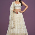 Stunning White Georgette Embroidered Lehenga Choli with Designer Dupatta for Wedding Wear