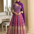 Luxury Multi Color Embroidered Gown with Designer Dupatta for Wedding